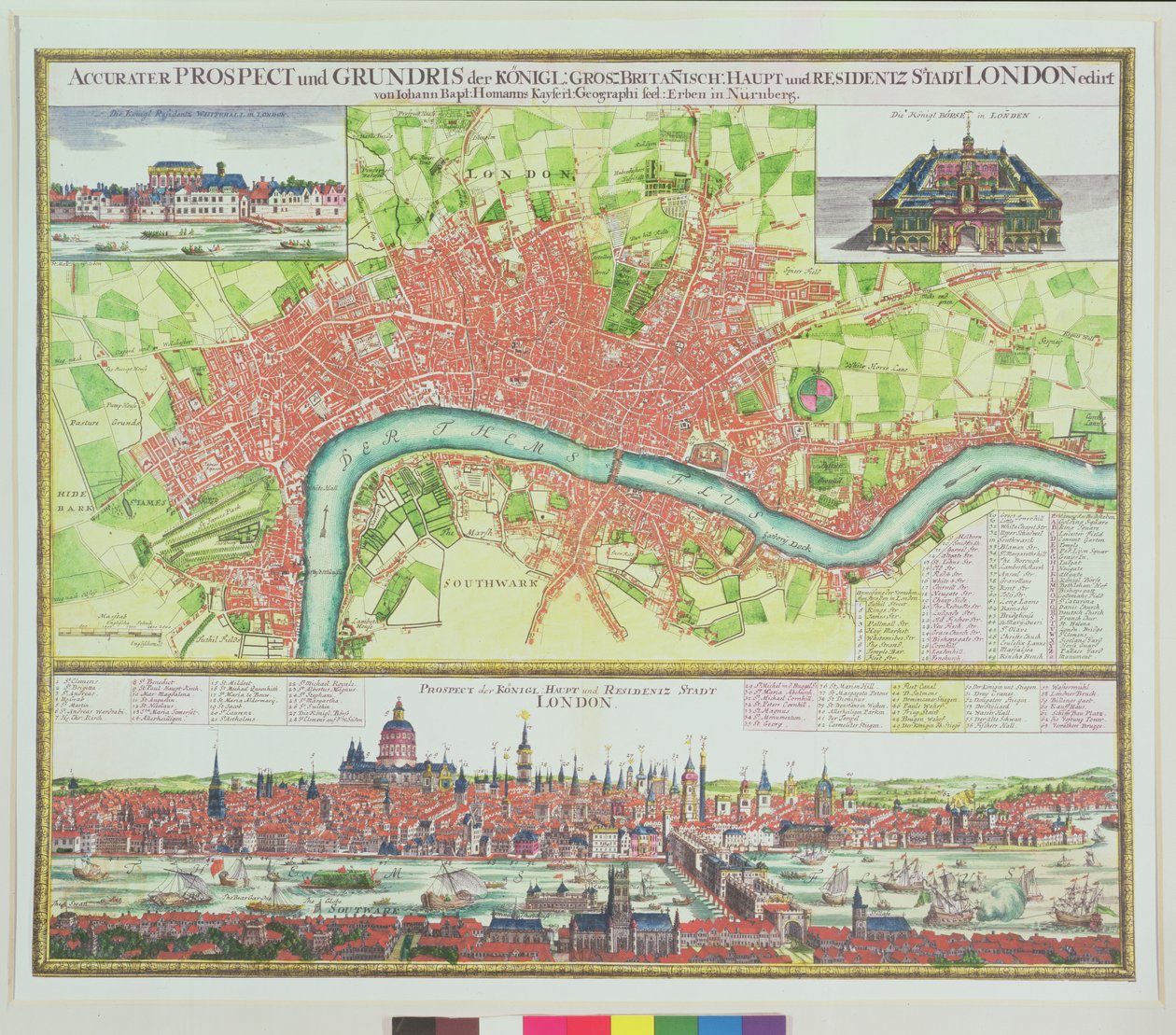 Luftkort over London og udsigt over Themsen fra South Bank, med St. Paul