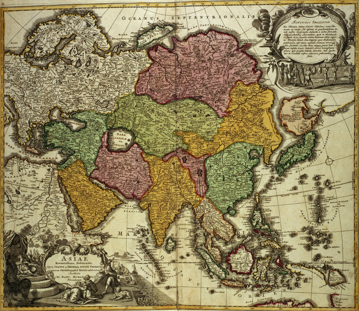 Kort over Asien, Nürnberg, ca. 1730 af Johann Baptista Homann