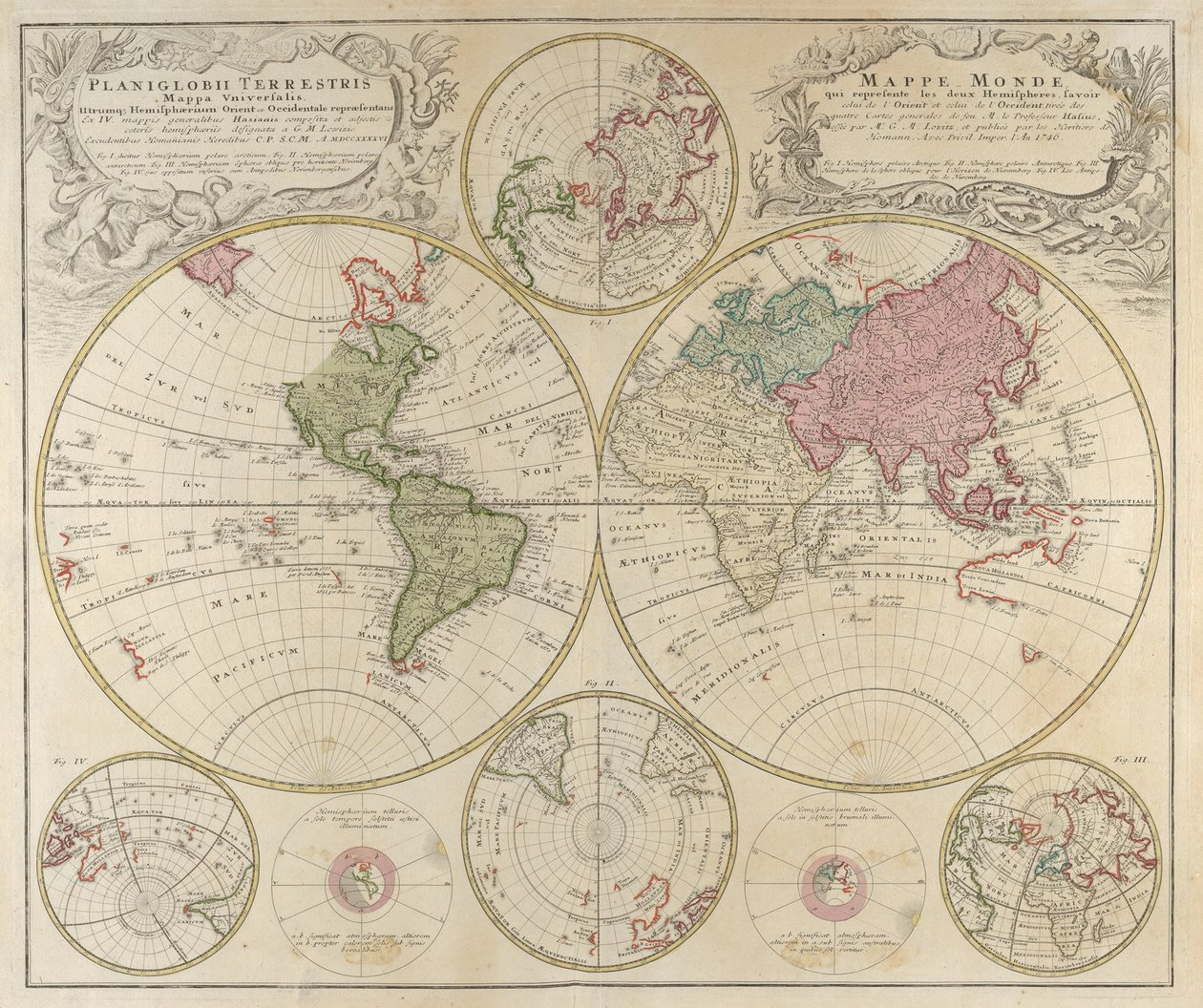Planiglobii Terrestris Mappa Universalis..., 1746 af Johann Baptista Homann