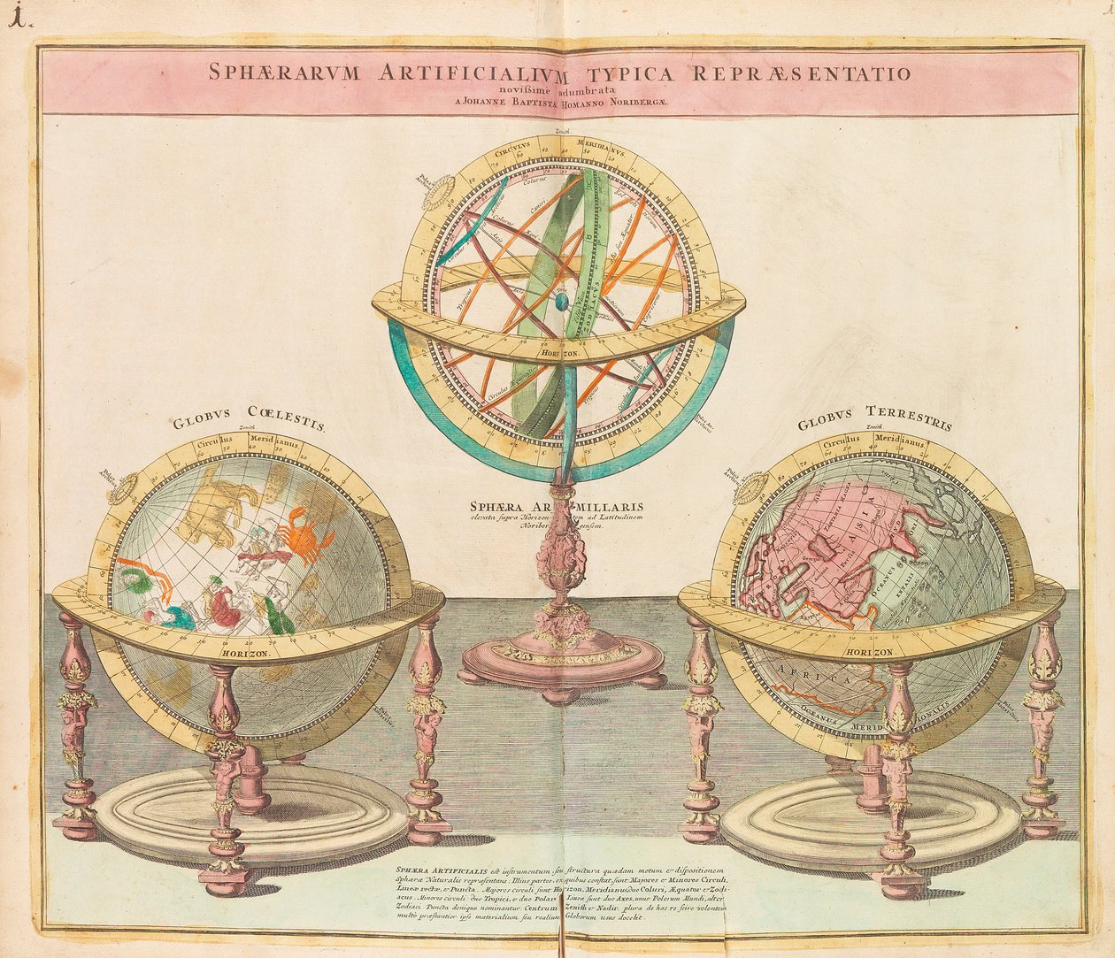 Globerne fra hele verdens store atlas, 1725. af Johann Baptista Homann