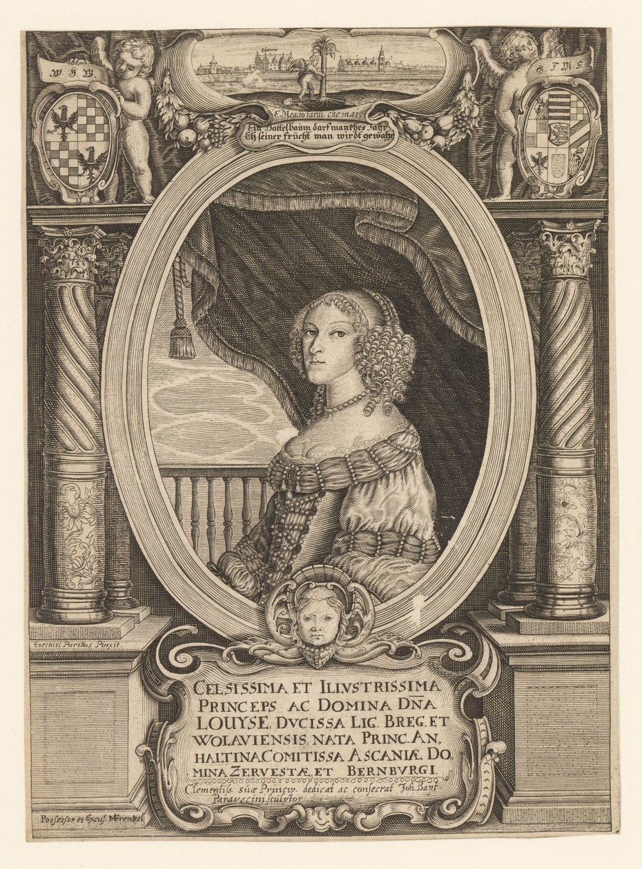 Louise af Anhalt-Dessau 1631-1680, hertuginde af Legnica, Brzeg, Wolow og Olawa, ca. 1660. af Johann Baptista Paravicini