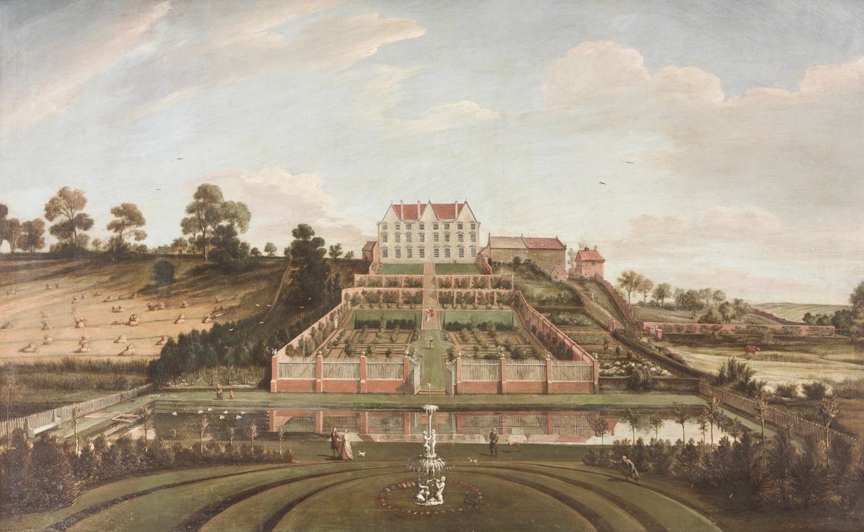Hollandsk palæ med have, 1730 af Johann Baptiste Bouttats