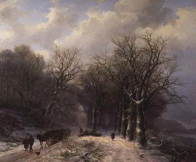 Trævognen om vinteren af Johann Bernard Klombeck