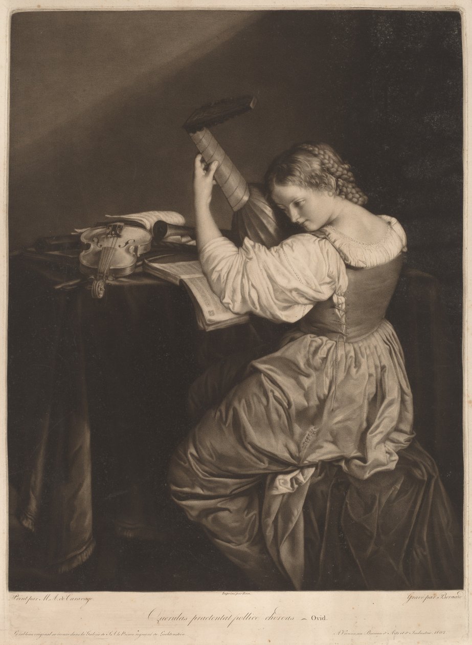 (Lutespilleren) af Johann Bernard after Orazio Gentileschi