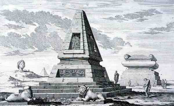 Pyramider, der markerer graven til kong Sotis af Egypten, fundet i ruinerne af Heliopolis. fra 