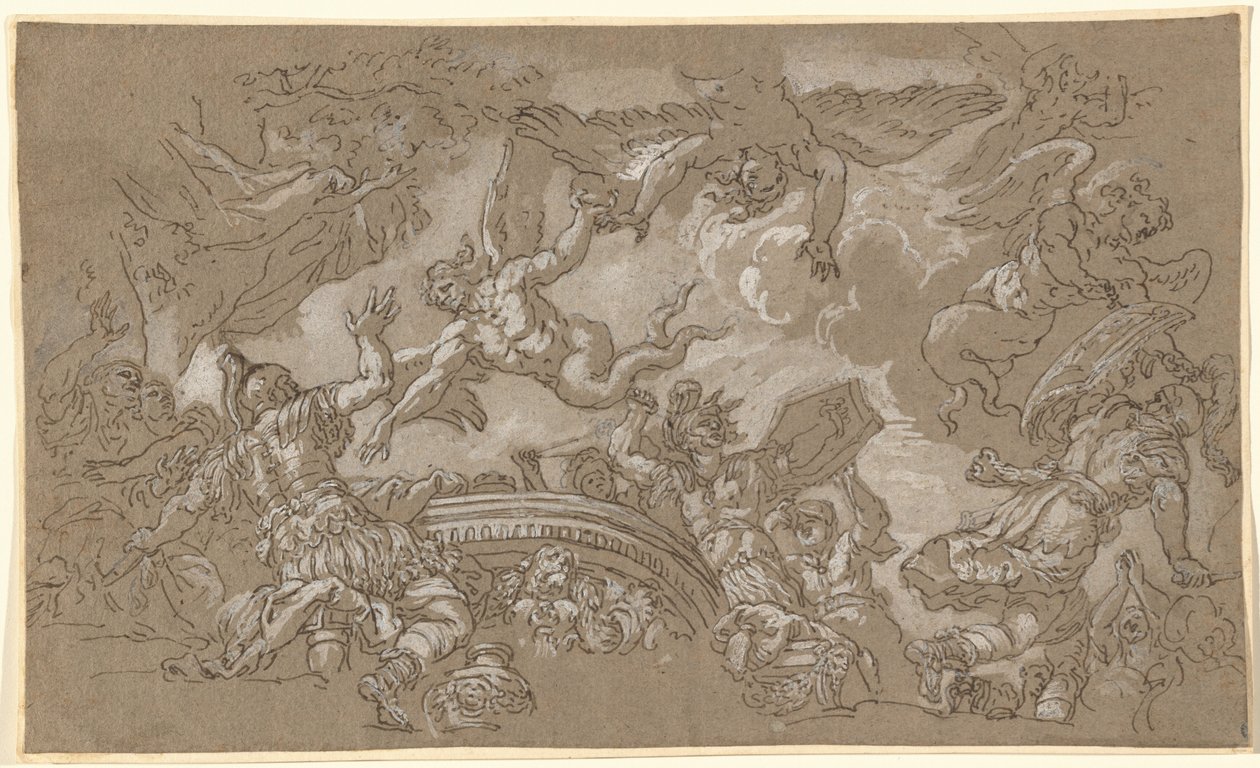 Harpierne angriber Aeneas og hans ledsagere af Johann Carl Loth