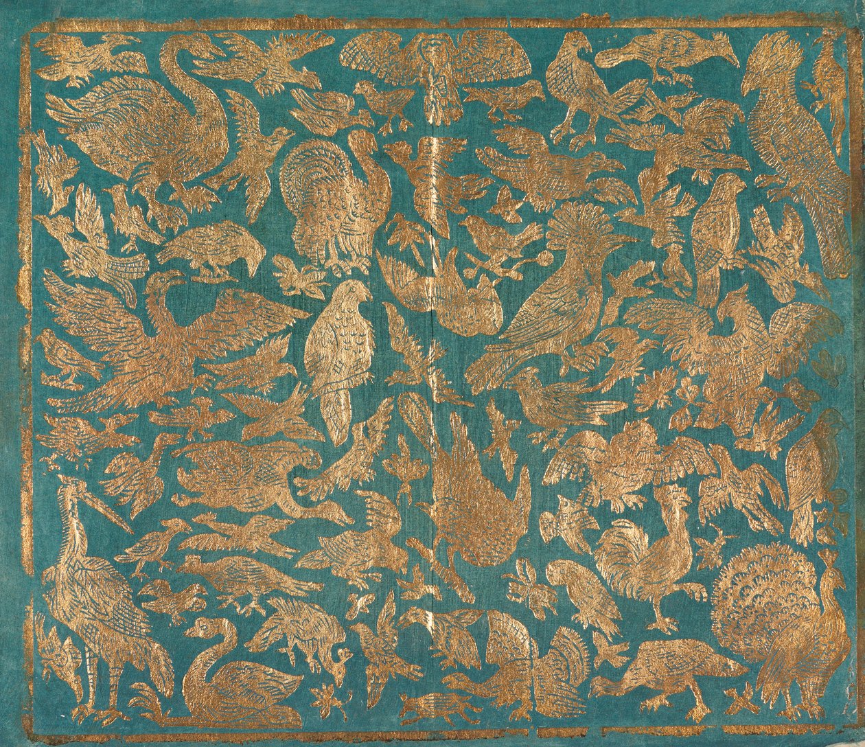 Brokadepapir med fuglebilleder, ca. 1790. af Johann Carl Munck