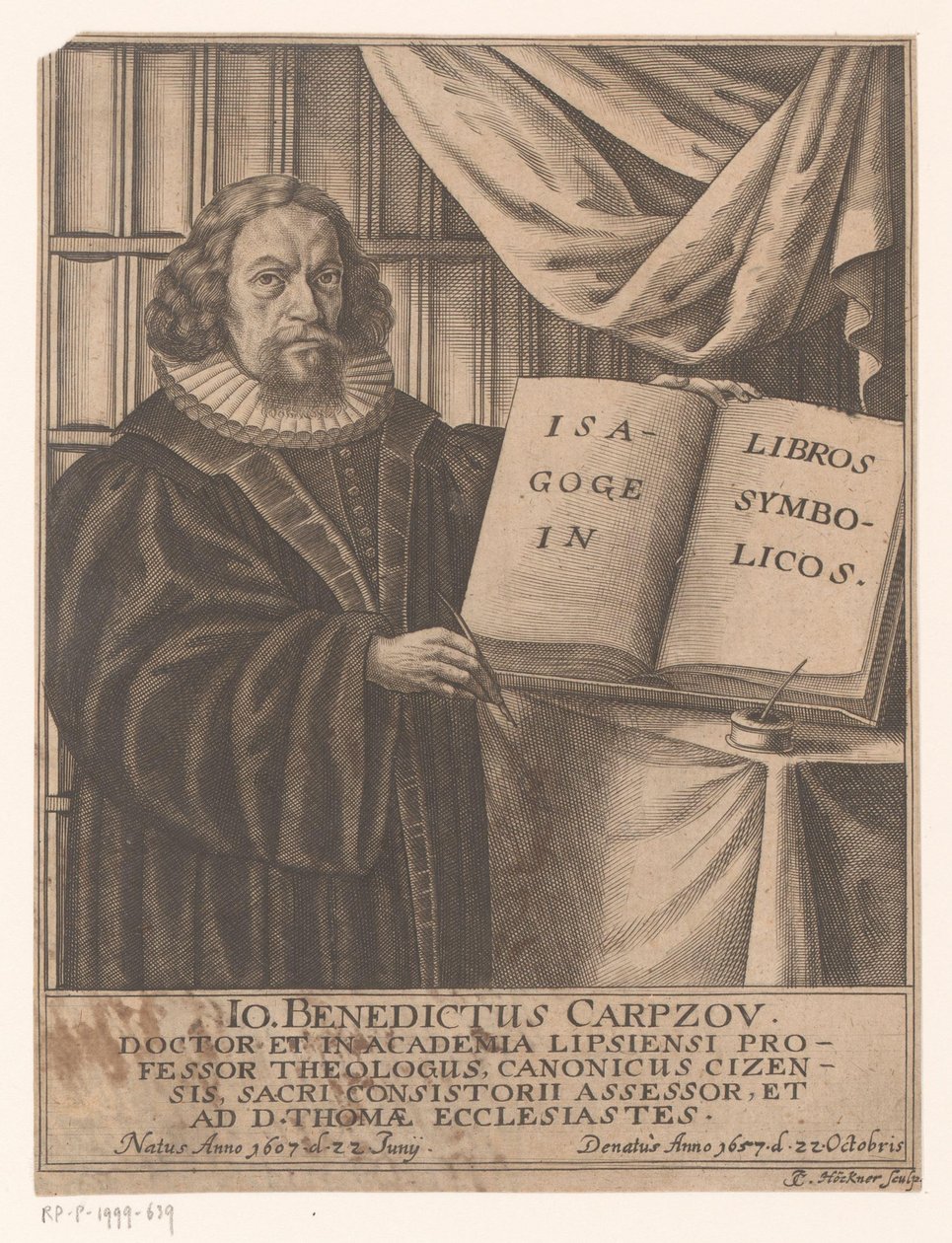 Portræt af Johann Benedict Carpzov af Johann Caspar Hoeckner