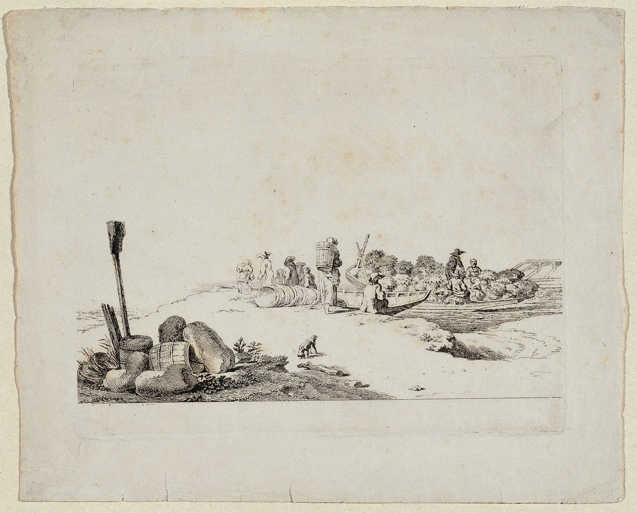 Landskab med folk på landet af Johann Christian Brand
