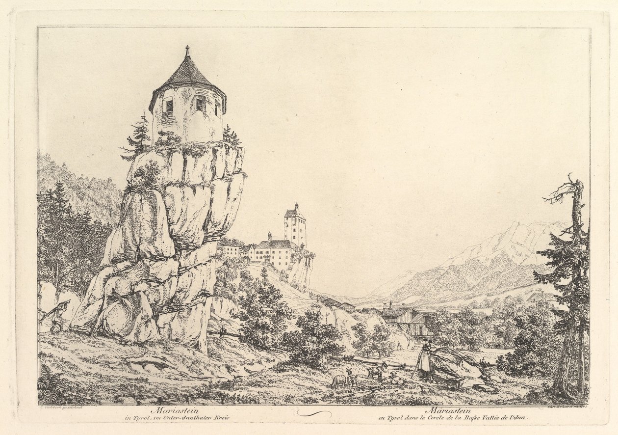 Landskab, Mariastein i Tyrol, begyndelsen af 1800-tallet. af Johann Christian Erhard