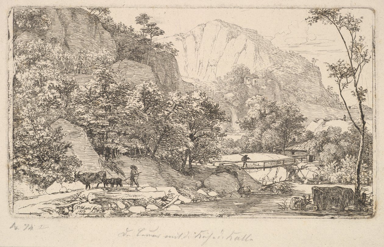 Peasant with Cow and Calf, in the Unterberg near the Berchtesgaden, 1818. dani af Johann Christian Erhard