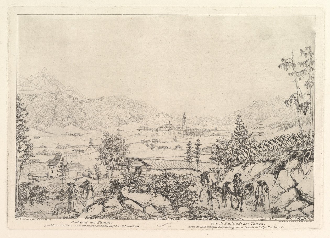 Landskab i landet, Radstadt am Tauren, begyndelsen af det 19. århundrede. af Johann Christian Erhard