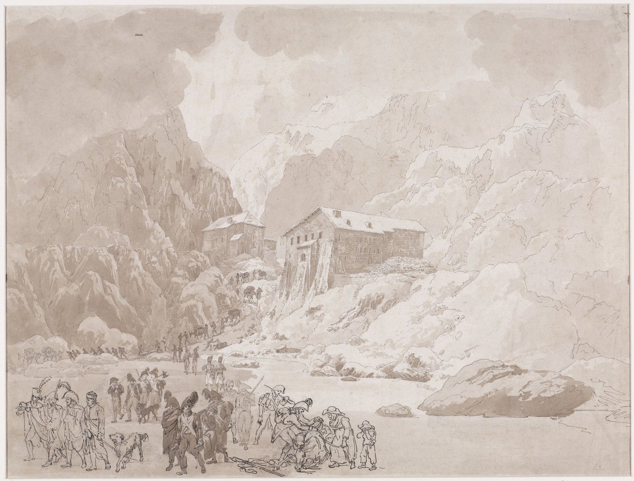 Passage af soldater på St. Bernard af Johann Christian Ernst Müller