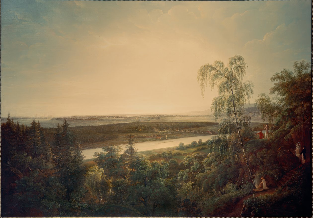 Elbelandskab med udsigt over Dresden af Johann Christian Klengel