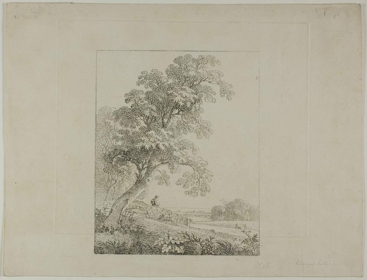 Landskab med et stort træ af Johann Christian Klengel