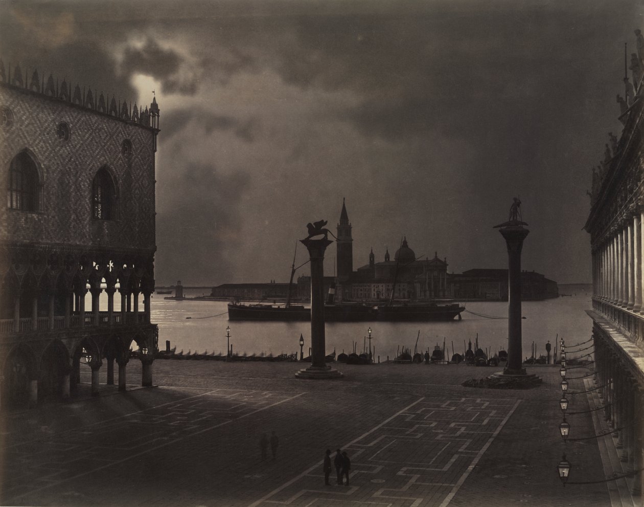 Venedig: Markus med udsigt til San Giorgio Maggiore i måneskin af Johann Christian Neuber