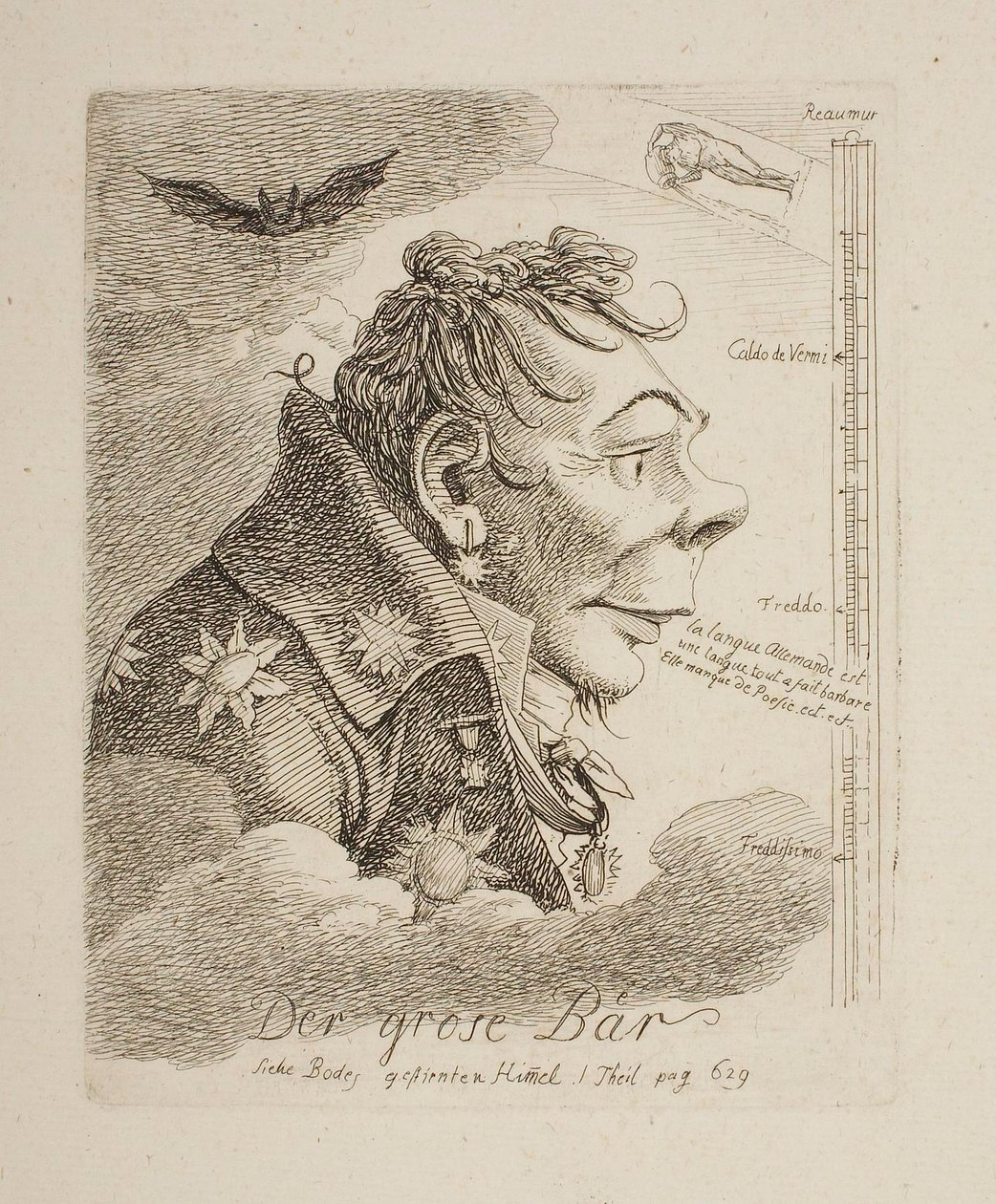 «Den store bjørn», karikatur af den russiske greve Mattweff (muligvis maleren Fjodor Matvejev) af Johann Christian Reinhart