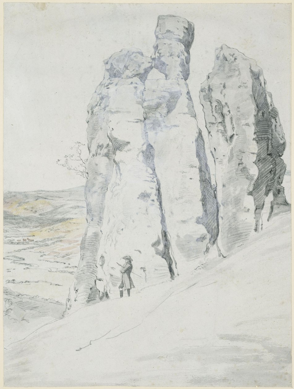Klippeformationen »Munk og nonne« ved Eisenach i Thüringen af Johann Christian Reinhart