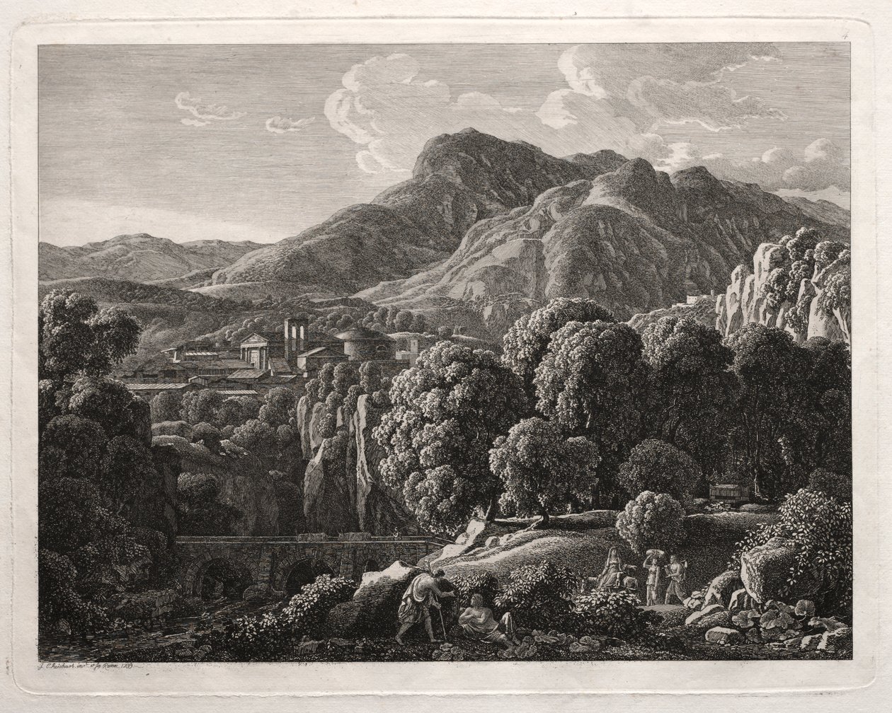 Heroic Landscape: Landskab med by og flod af Johann Christian Reinhart