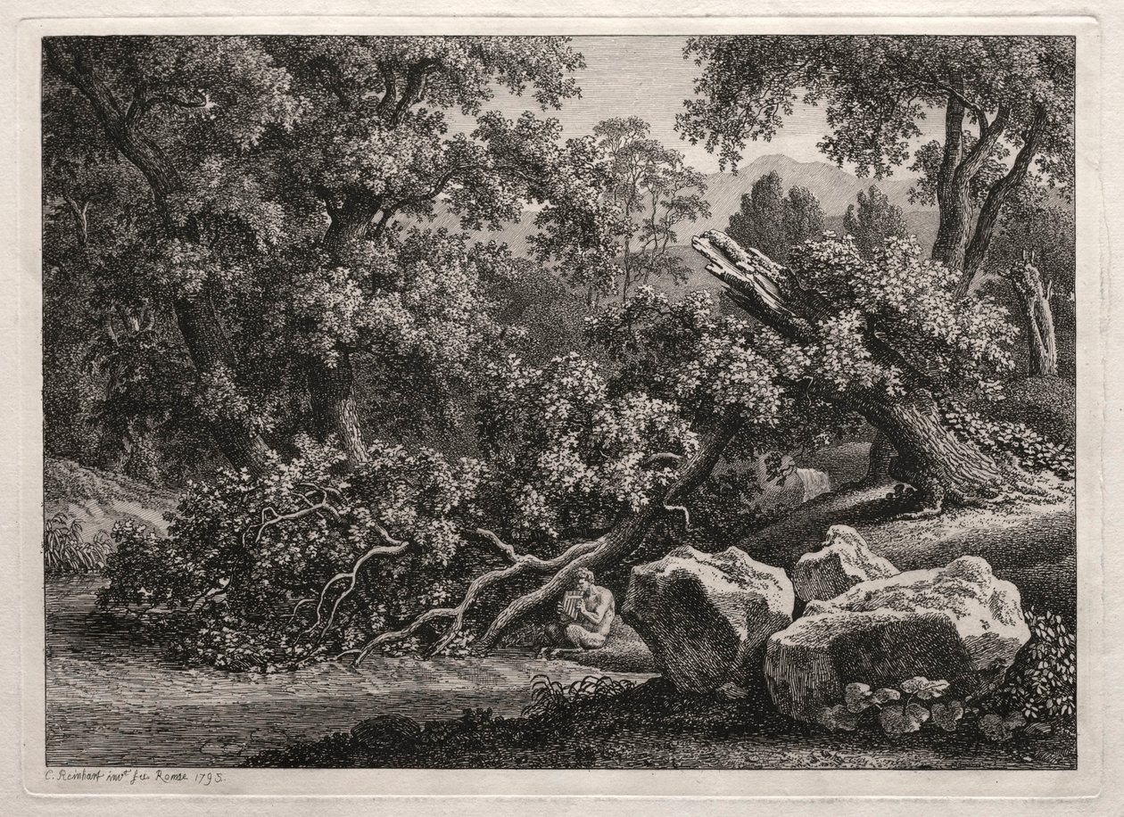Heroic Landscape: The Satyr Playing the Flute, 1795. af Johann Christian Reinhart