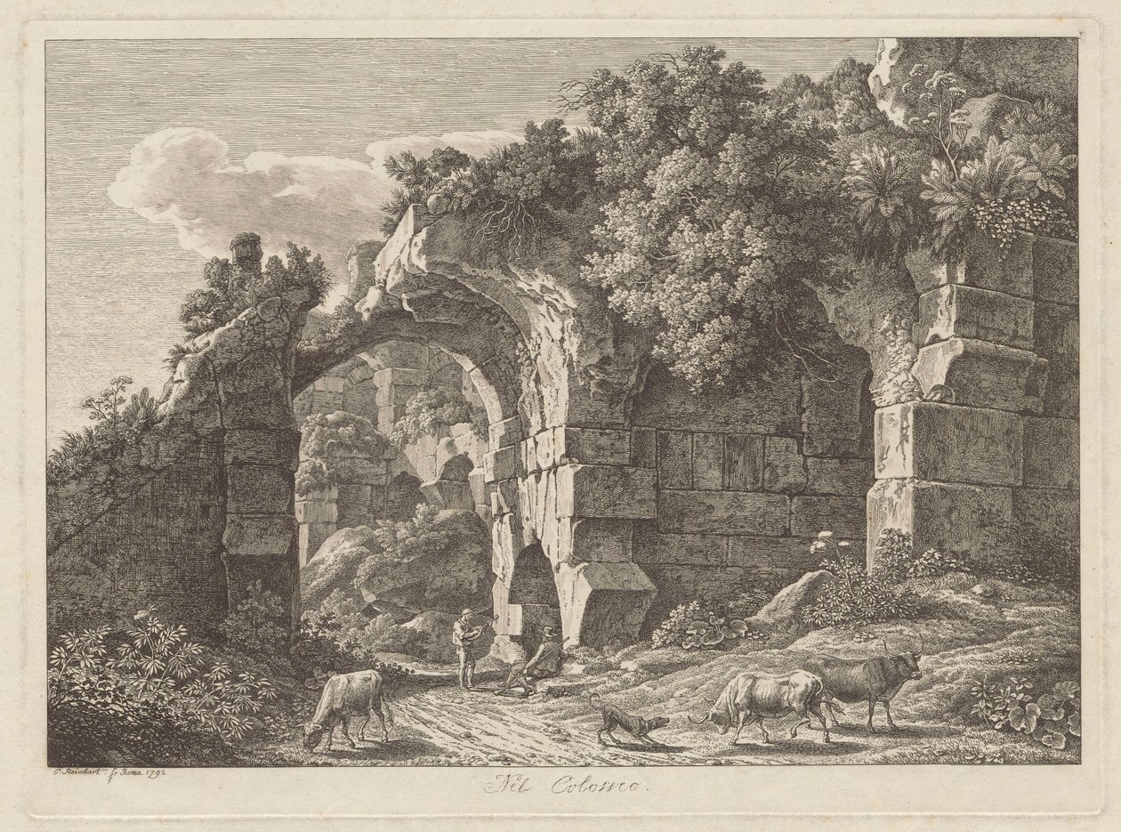 I Colosseum, hyrder med en flok blandt ruiner af Johann Christian Reinhart