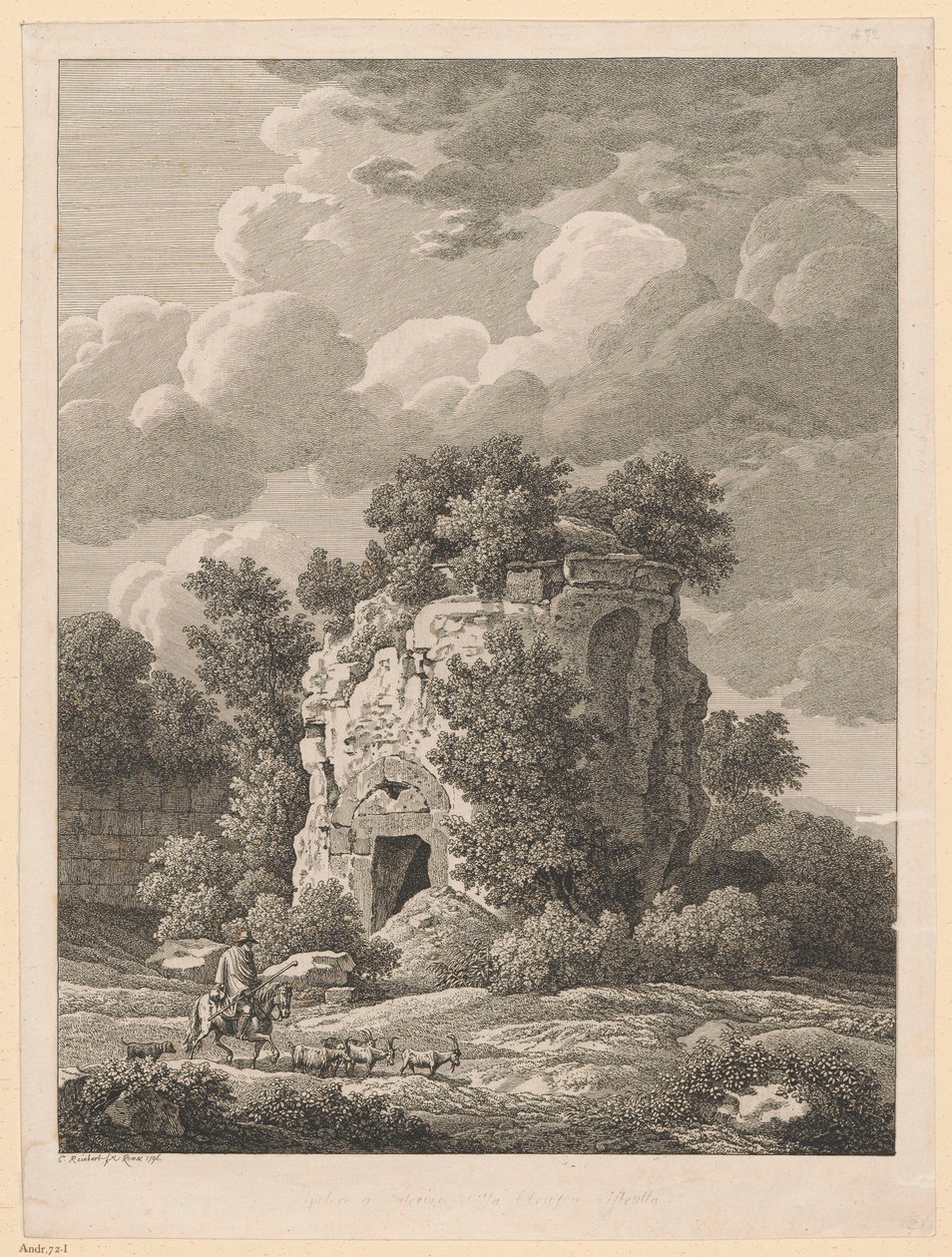 Landskab - Sepolcro a Falerium Cittae Etruscum af Johann Christian Reinhart
