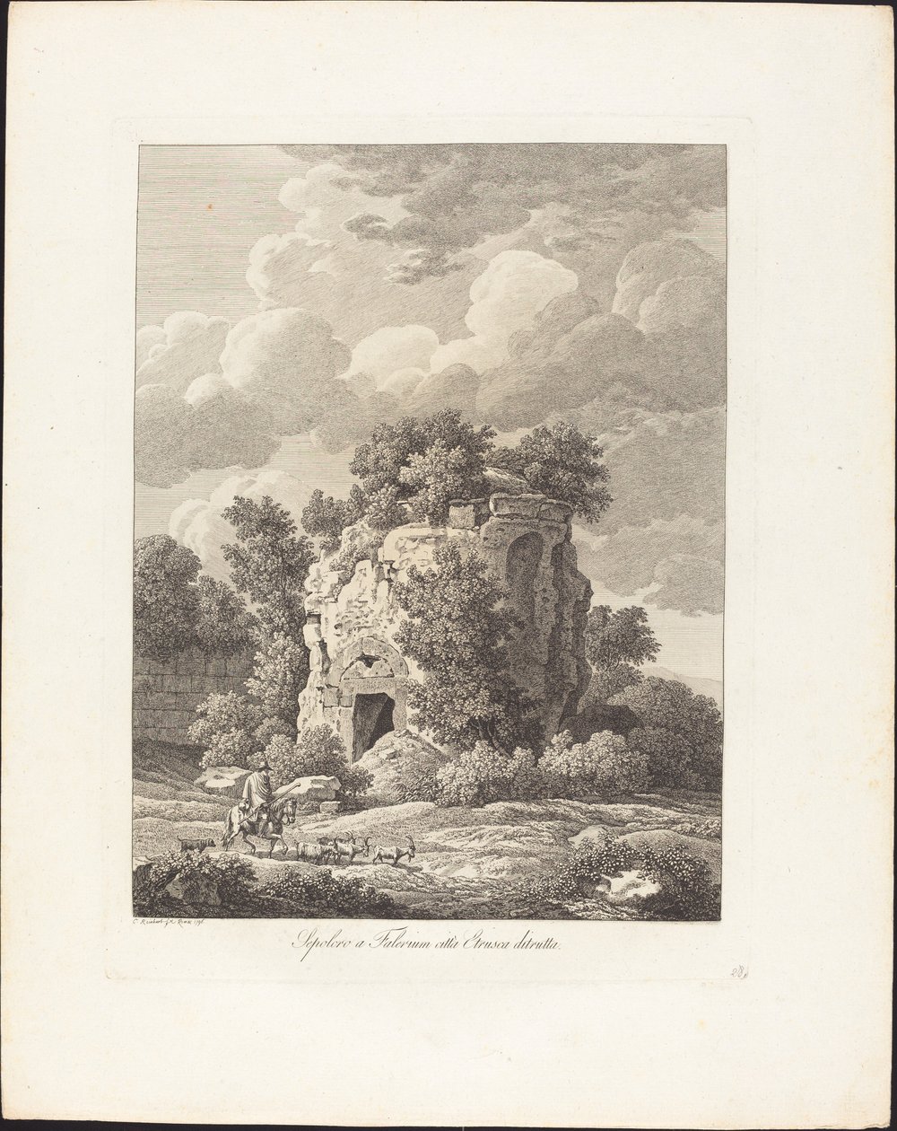 Grav i Falerium, en etruskisk by ødelagt af Johann Christian Reinhart