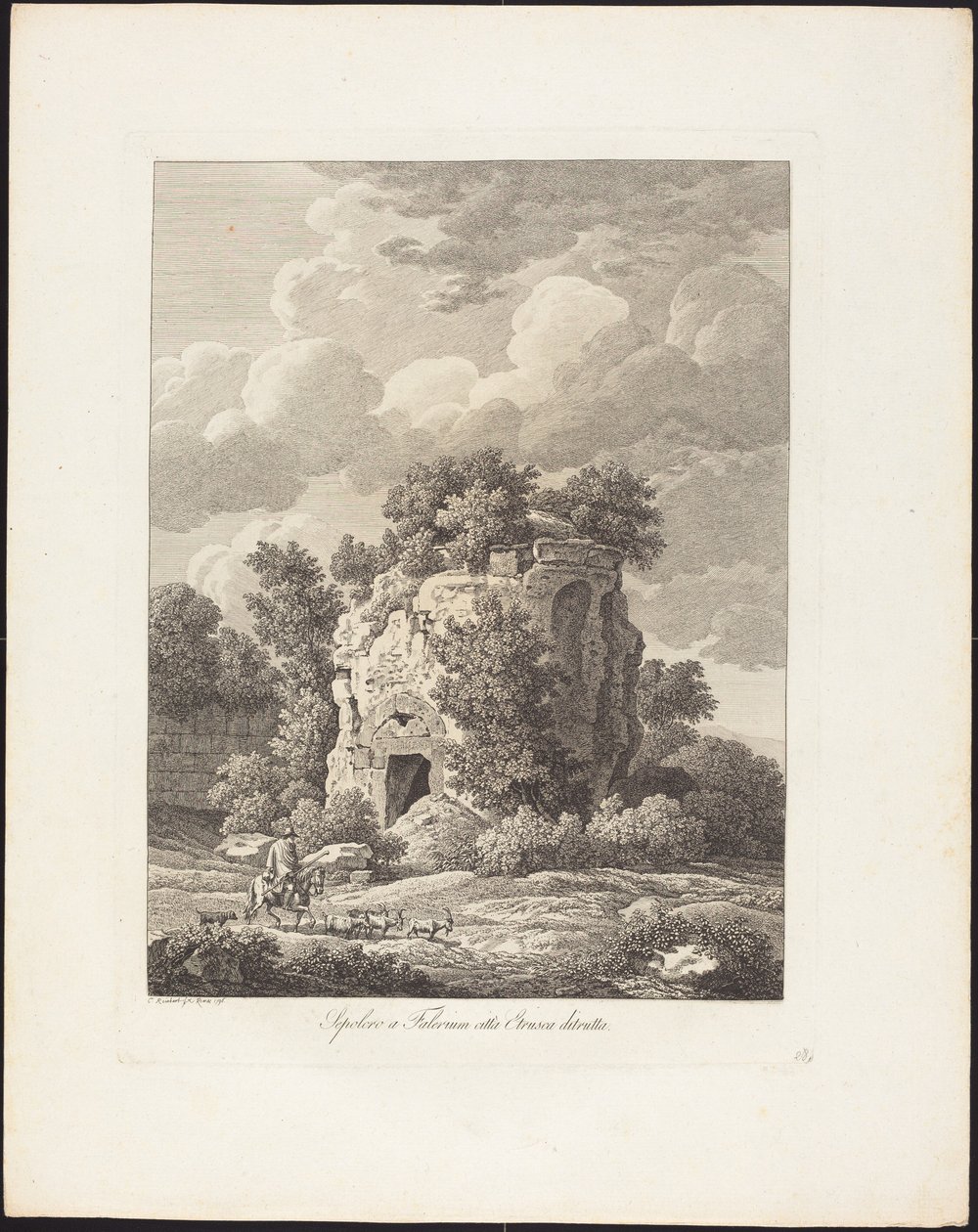 Gravmæle i Falerium, ødelagt etruskisk by af Johann Christian Reinhart