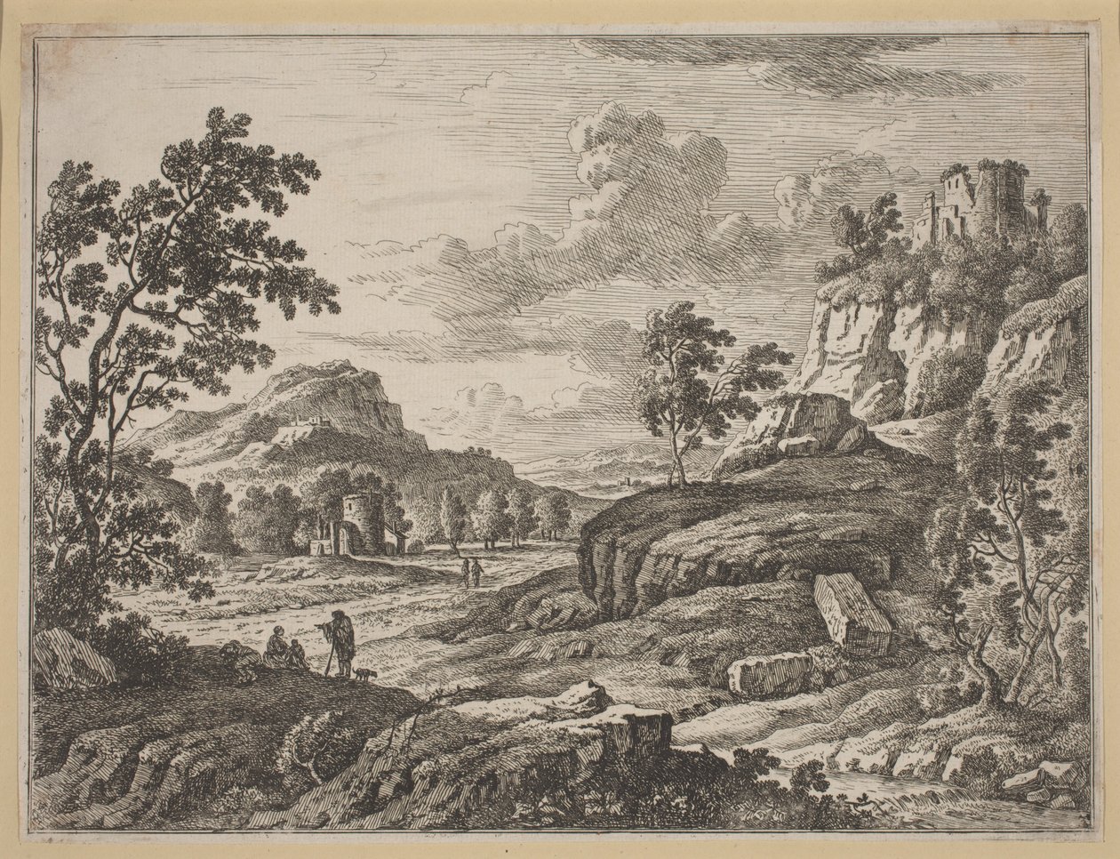 Landskab med to ødelagte tårne af Johann Christoph Dietzsch