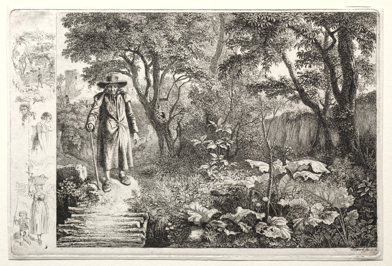 Den gamle mand før bjælkebroen, 1819. af Johann Christoph Erhard