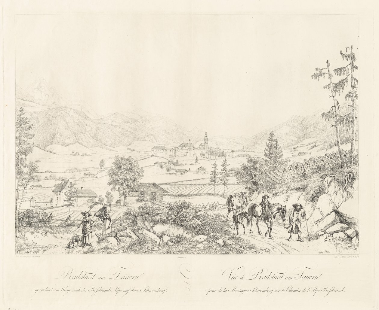 Radstadt ved Tauern af Johann Christoph Erhard and Johann Adam Klein after Carl Ludwig Friedrich Viehbeck