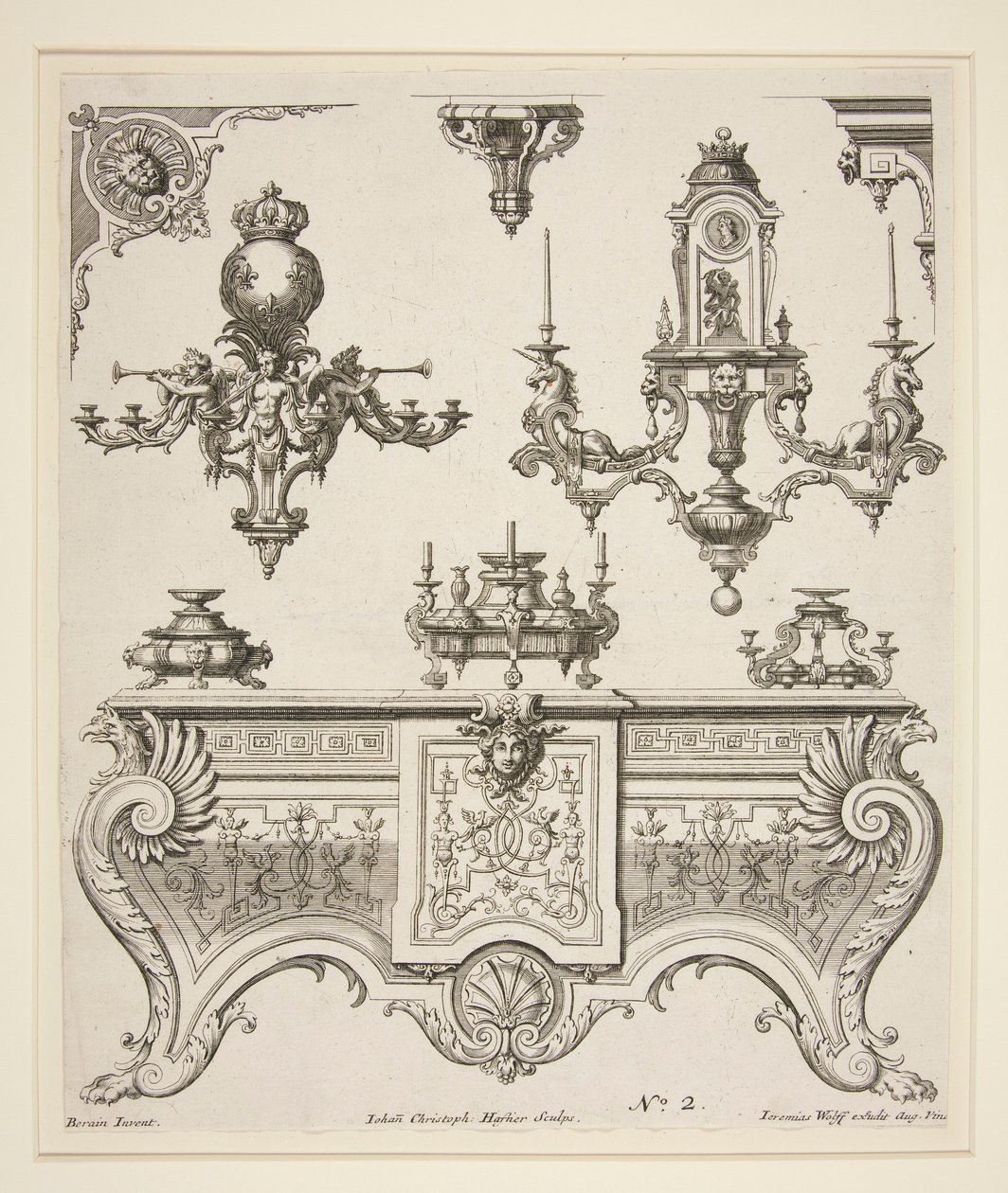Ark med dekorative designs af Johann Christoph Hafner