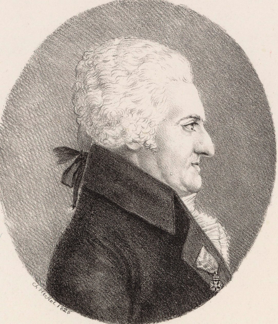 Portræt af komponisten Pierre-Alexandre Monsigny 1729-1817, 1826. af Johann Christoph Heckel