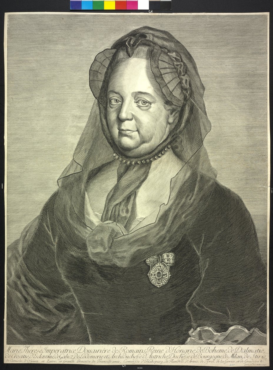 Den hellige romerske kejserinde Maria Theresia (kobberstik) af Johann Christoph von Reinsperger