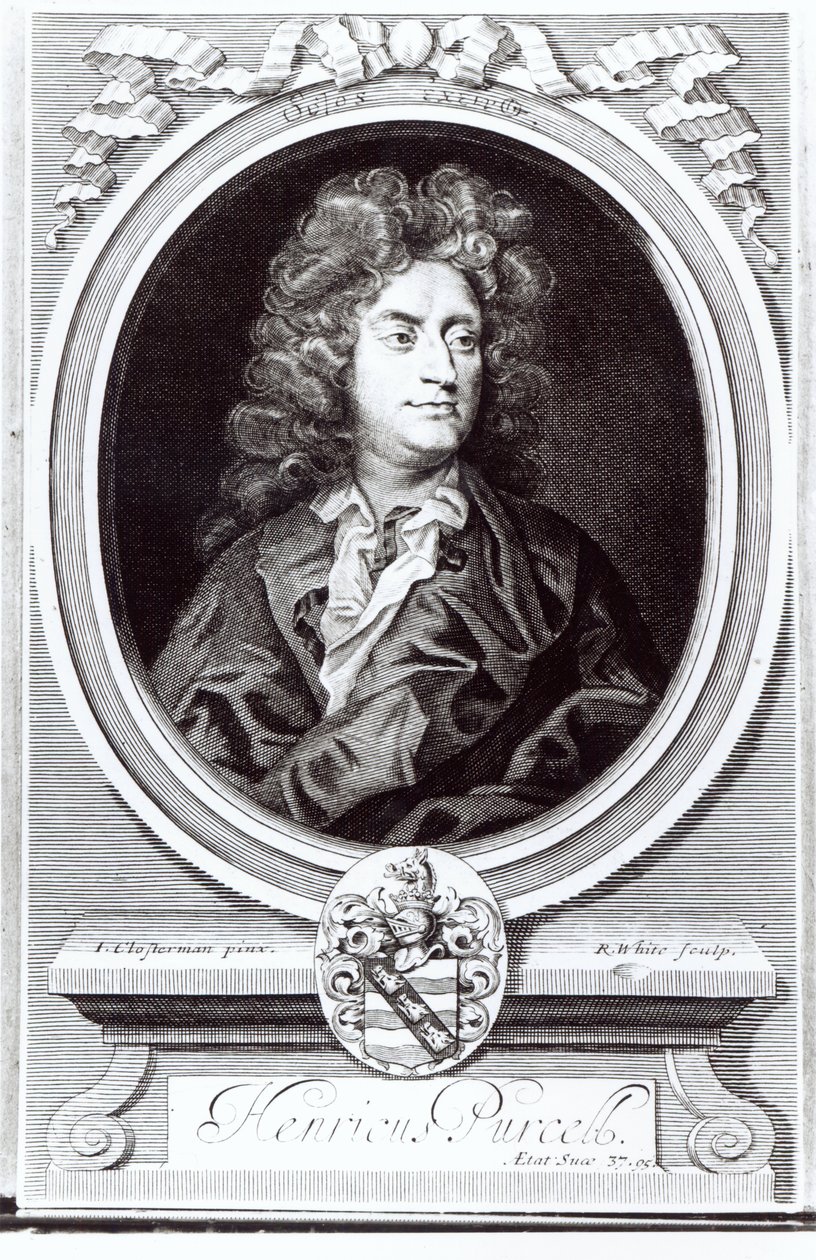 Portræt af Henry Purcell (1659-95), engelsk komponist, indgraveret af R. White, 1695 af Johann Closterman