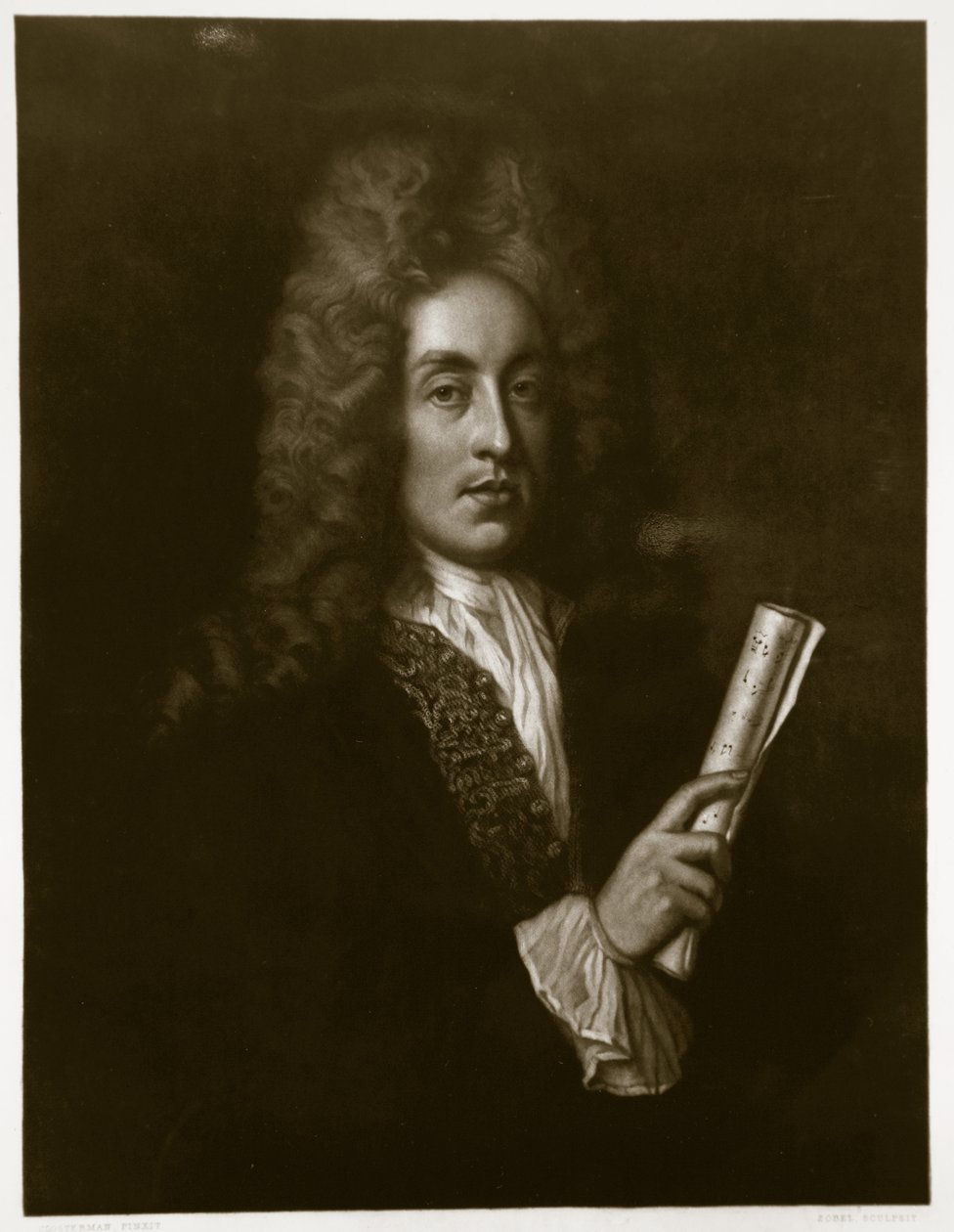 Portræt af Henry Purcell (1659-95), graveret af George J. Zobel (1810-81) af Johann Closterman