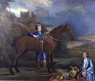 Portræt af en væddeløbshest og jockey, ca. 1690 (olie på lærred) af Johann Closterman