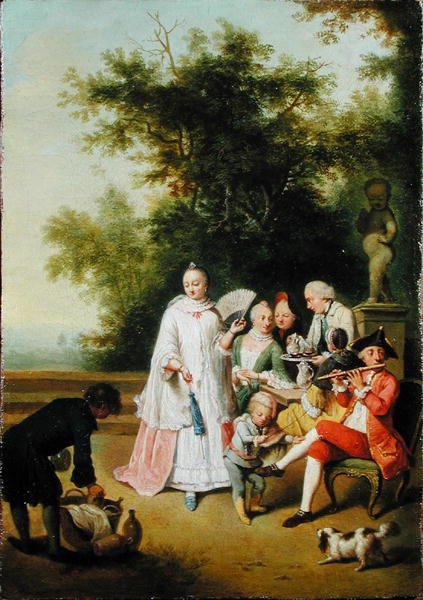 A Fete Champetre on a Terrace (olie på lærred) af Johann Conrad Seekatz