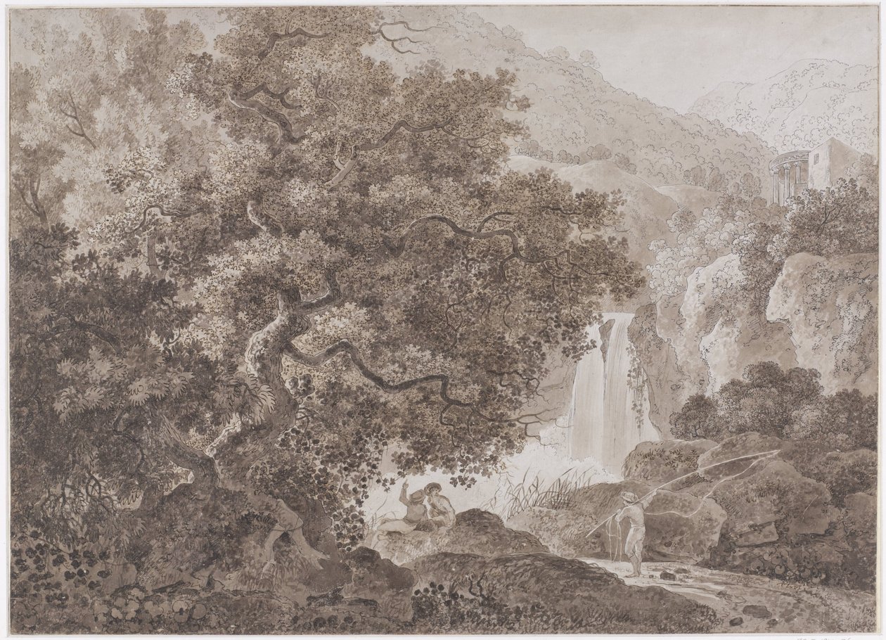 Skovklædt bjerglandskab (Tivoli) af Johann Conrad Steiner