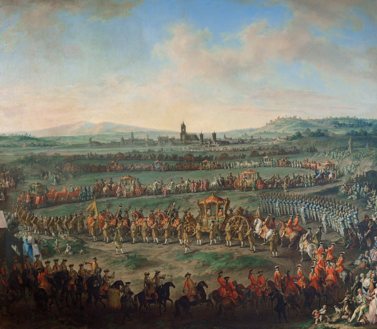 Kejser Franz I. Stephan og hans søn Joseph (II.) ankommer til Frankfurt den 29. marts 1764. af Johann Dallinger von Dalling