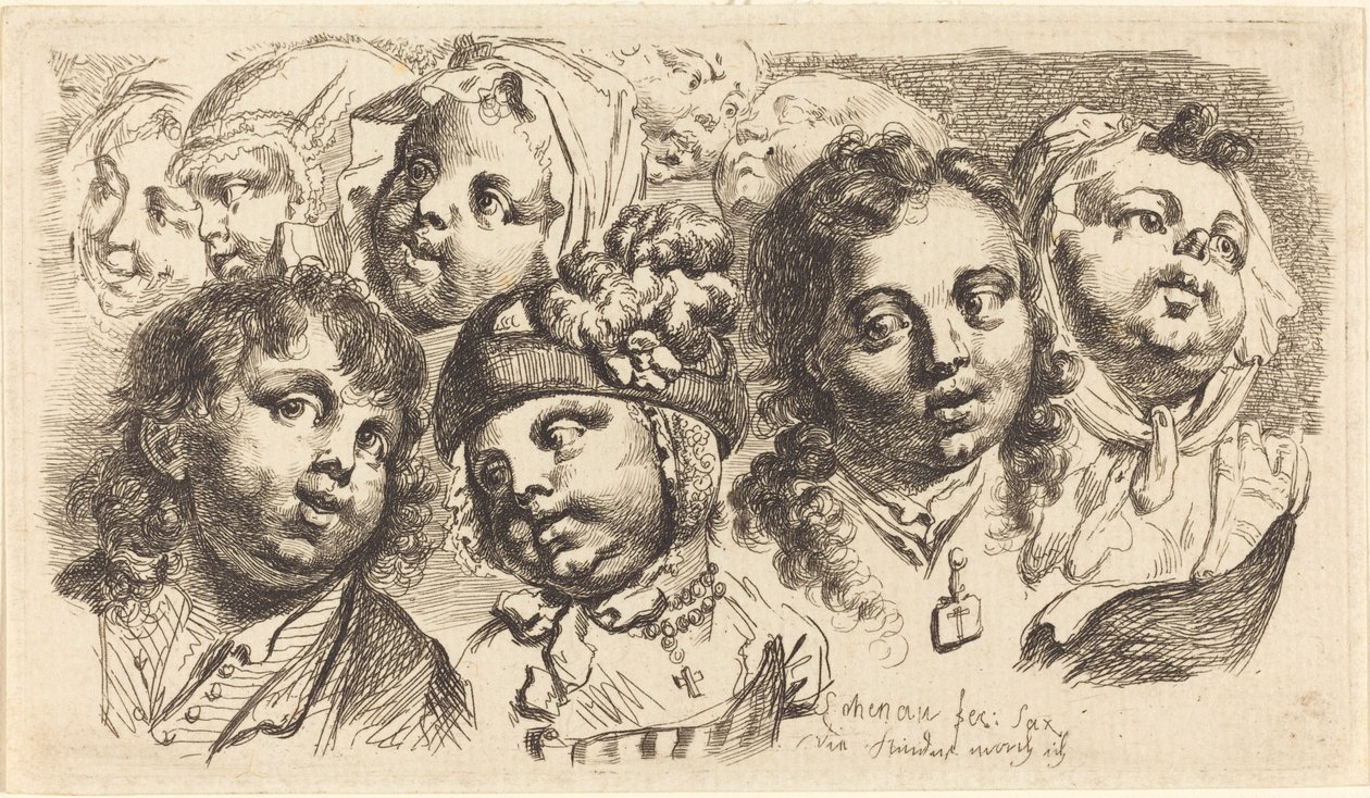 Ni børnehoveder af Johann Eleazar Schenau