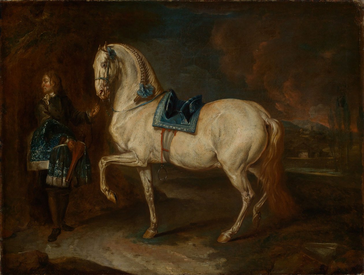 Staldmester med hvid hest af Johann Elias Ridinger