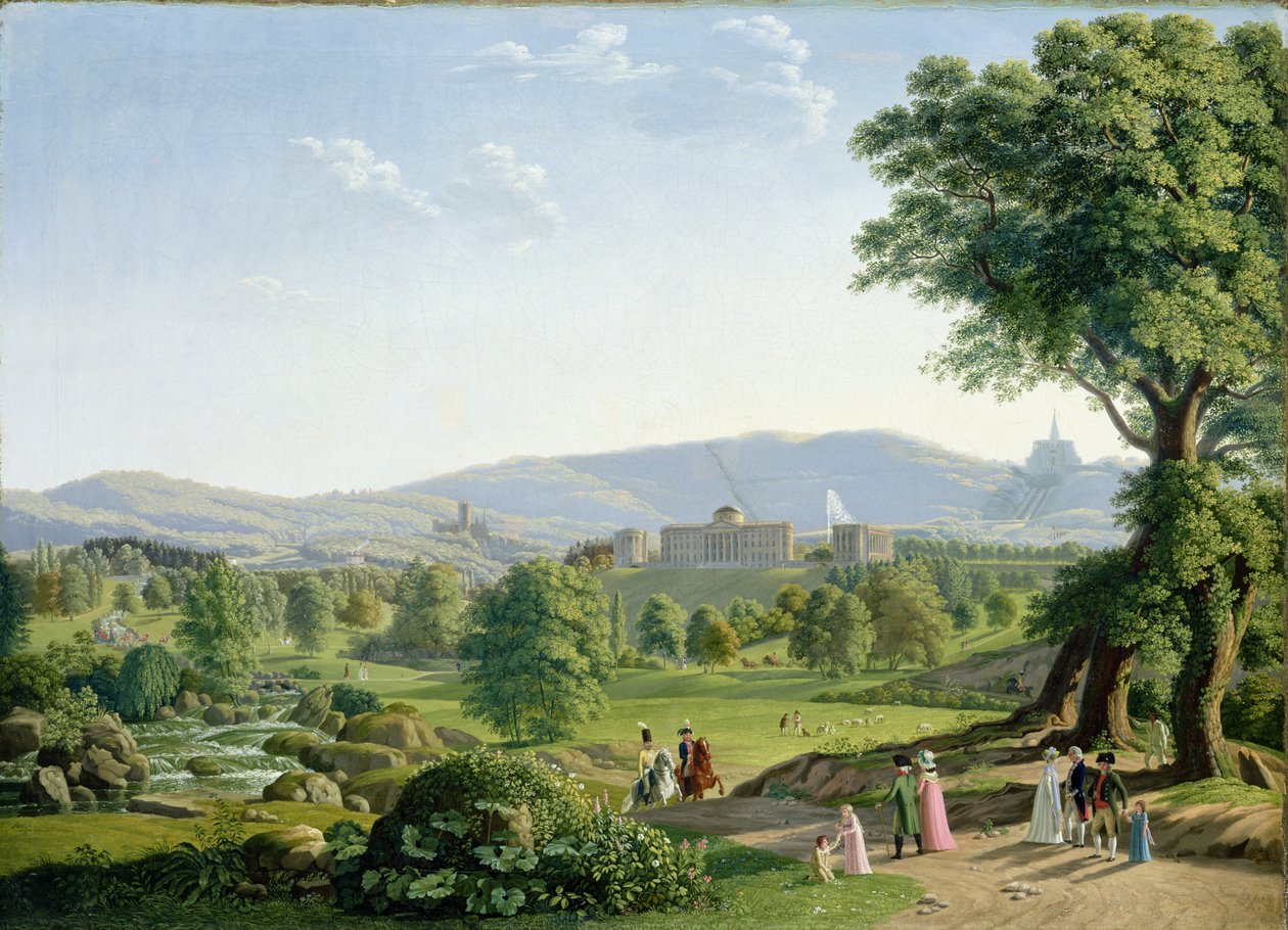 Wilhelmshoehe Slot med Habichtswald-skoven af Johann Erdmann Hummel