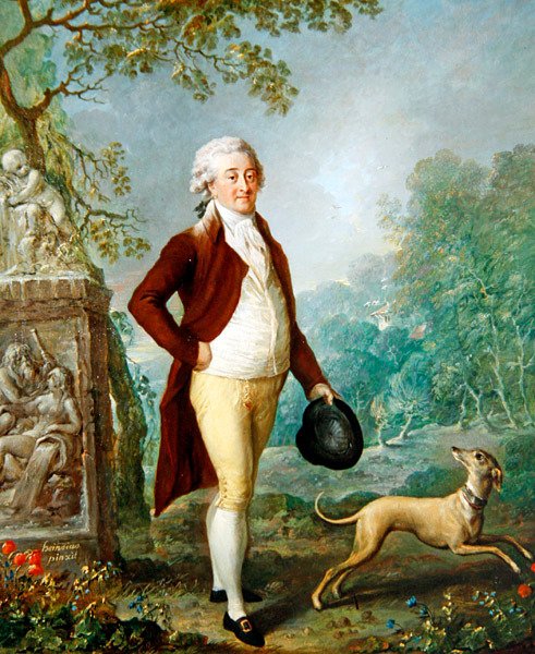 Et portræt af en gentleman med sin hund (olie på lærred) af Johann Ernst Heinsius