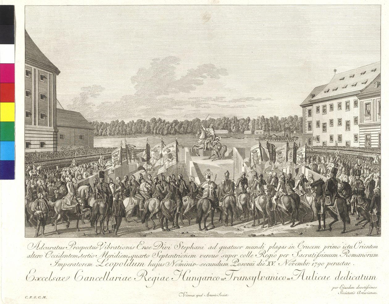 Kroning af kejser Leopold II til kongen af Ungarn i Bratislava den 15. november 1790 (kobberstik) af Johann Ernst Mansfeld