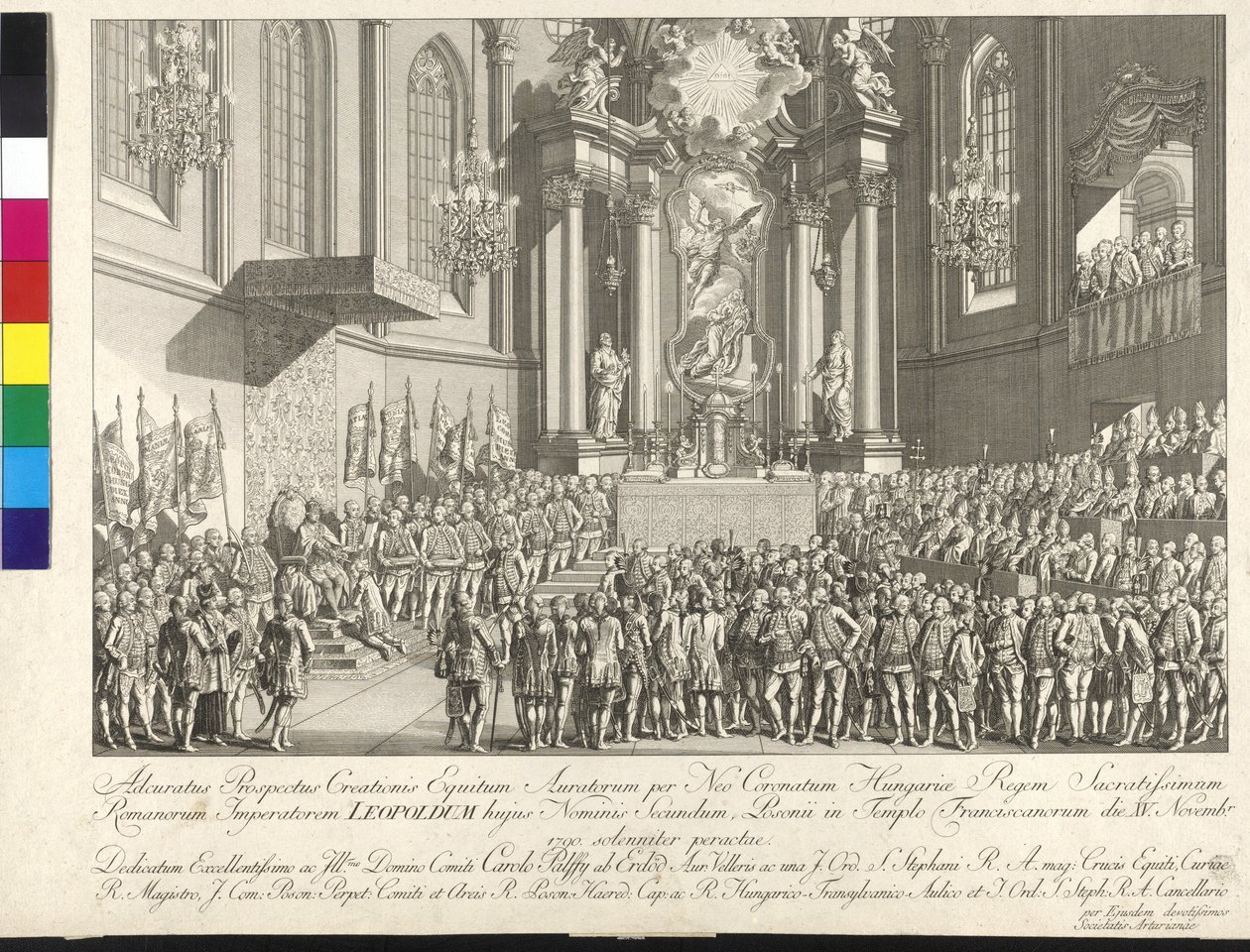 Kroning af kejser Leopold II til kongen af Ungarn i Bratislava den 15. november 1790 (kobberstik) af Johann Ernst Mansfeld