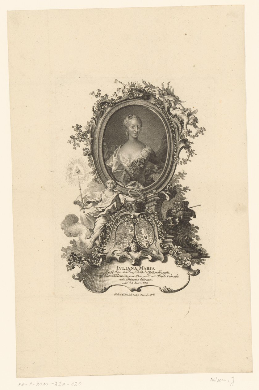 Portræt Juliana Maria af Slesvig Hollsteyn af Johann Esaias Nilson