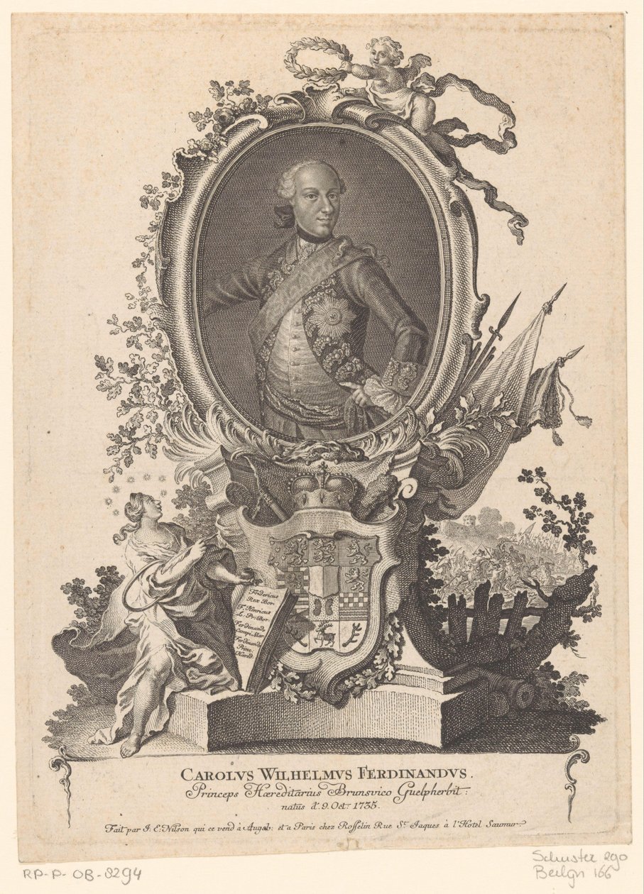 Portræt af Karel Willem Ferdinand af Brunswick-Wolfenbüttel af Johann Esaias Nilson