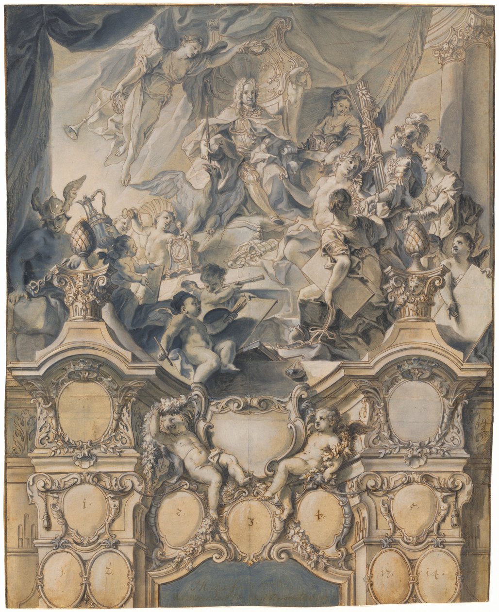 Kunsten og magterne hylder kejser Charles VI af Johann Evangelist Holzer