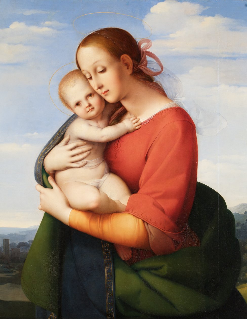 Madonna og barn af Johann Evangelist Scheffer von Leonhardshoff